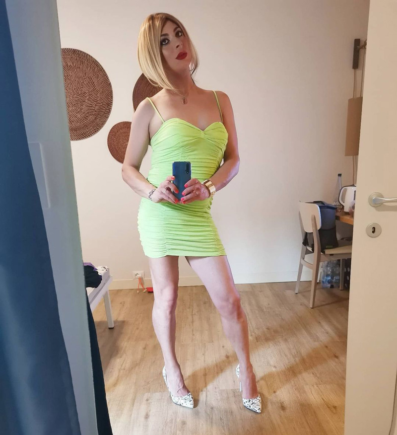 crossdresser Ivana wearing a mini dress
