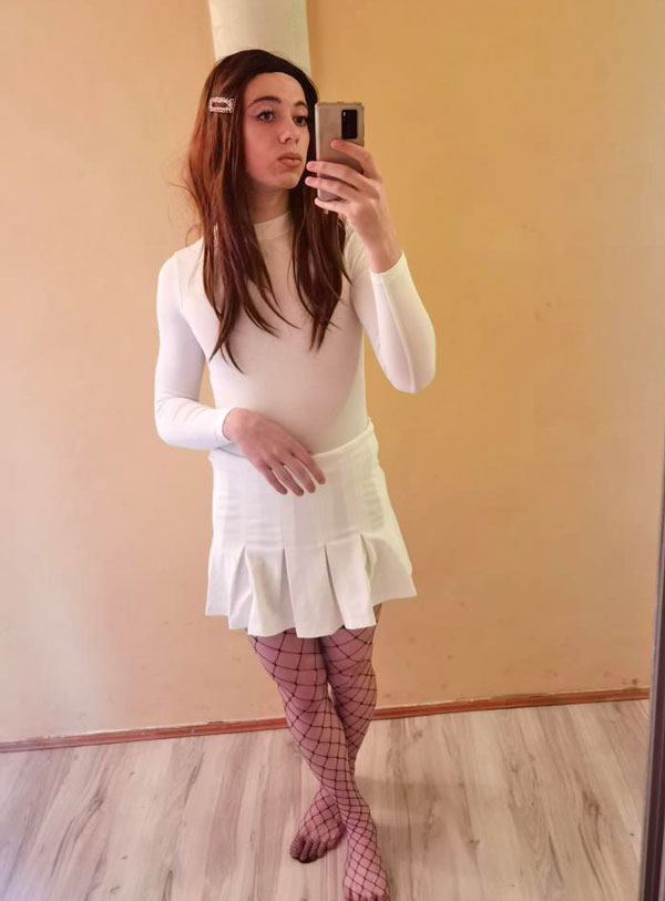 crossdresser in cute skirt