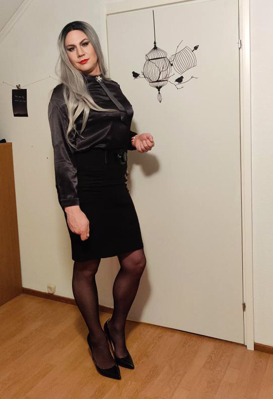 crossdresser in black dress