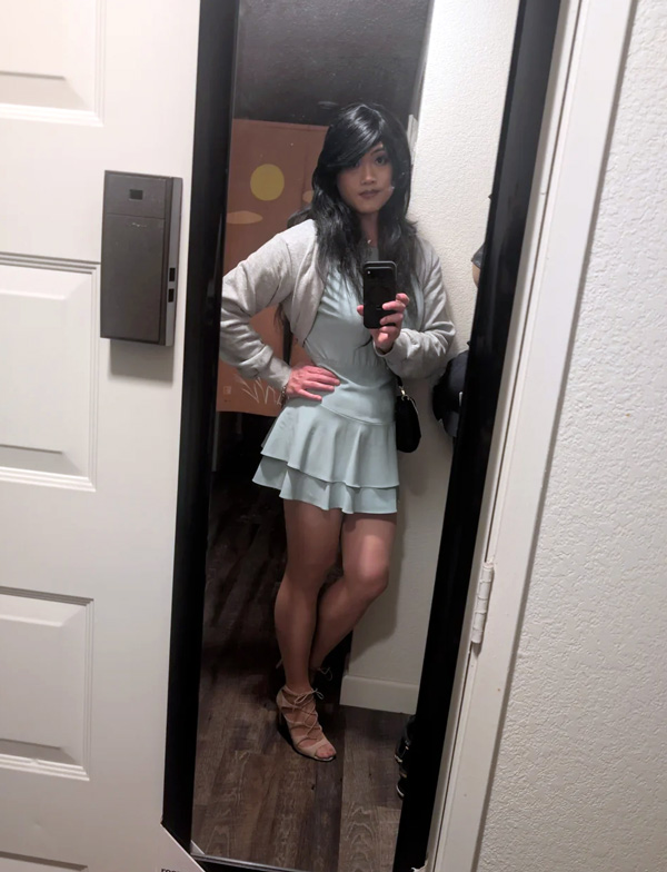 crossdresser in mini skirt