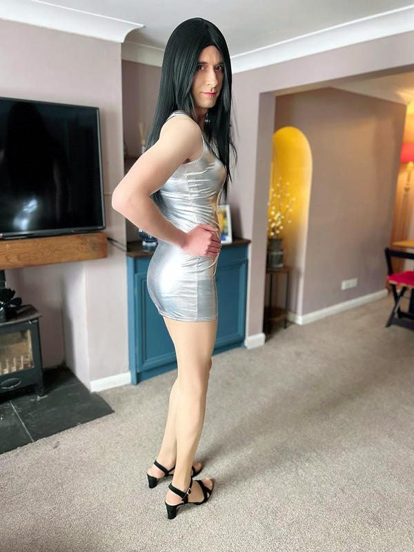 crossdresser in bodycon dress
