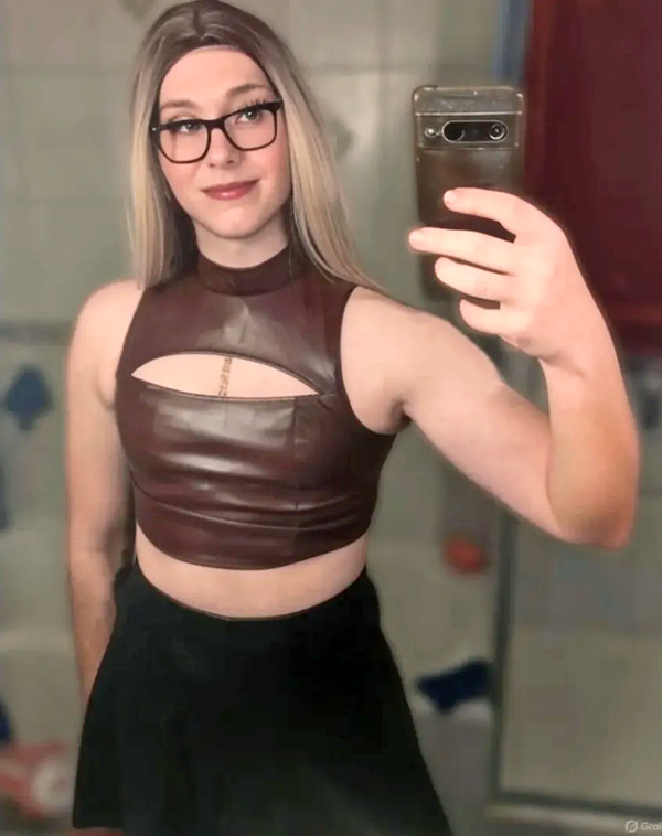 crossdresser wearing glasses