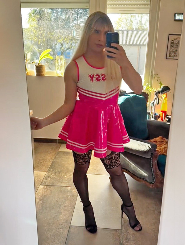 crossdresser in cheer leader costume