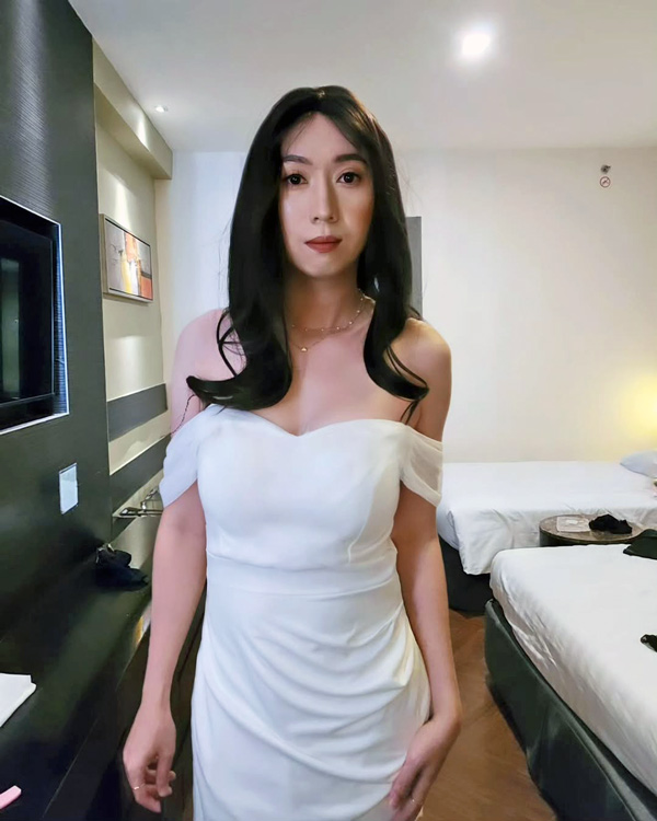 crossdressing in white dress