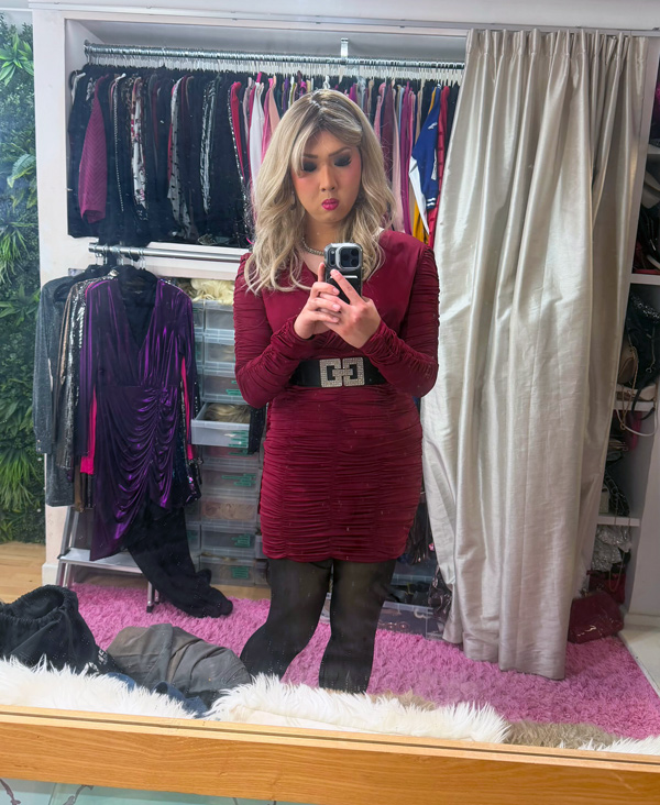 crossdresser taking selfie